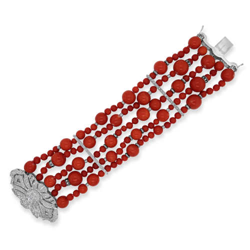 Coral & Diamond Bracelet