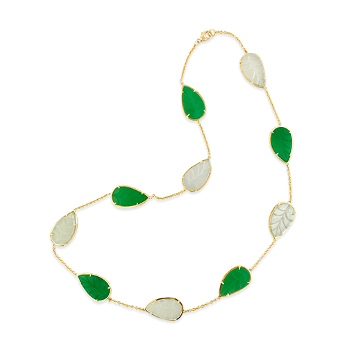 Moonstone & Chrysoprase Leaf Necklace