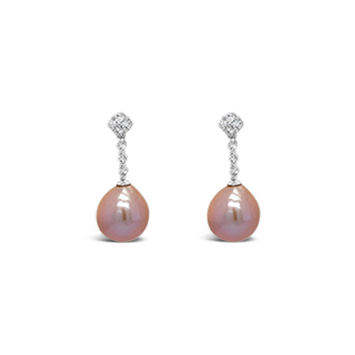 Pink Pearl & Diamond Earrings