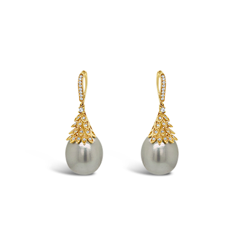 Pearl & Diamond Drop Earrings