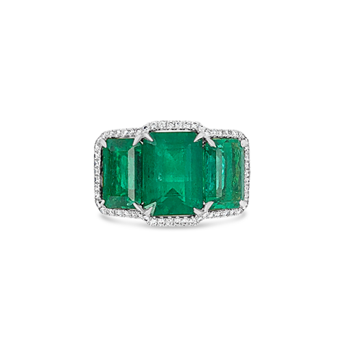 Triple Emerald & Diamond Ring