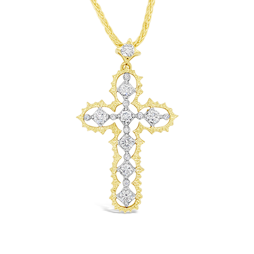 Platinum, Gold & Diamond Cross Pendant
