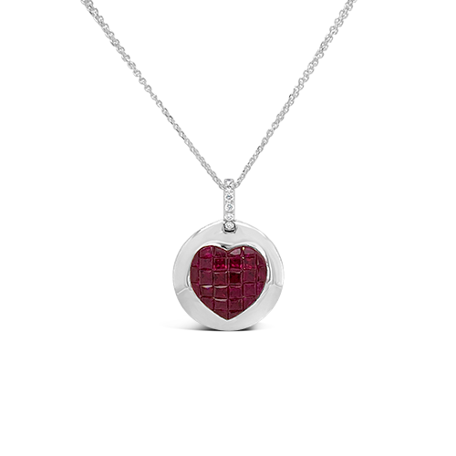 Ruby Heart Pendant with Diamond Accent