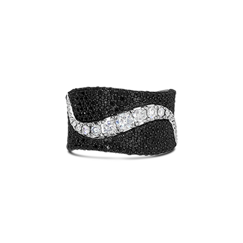 Black Diamond Swirl Design Ring