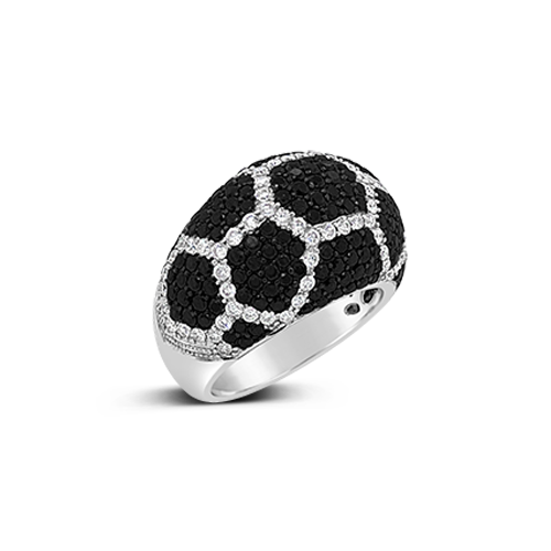 Black & White Diamond Honeycomb Ring