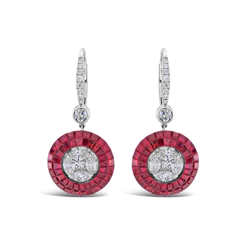 Ruby & Diamond Dangle Earrings