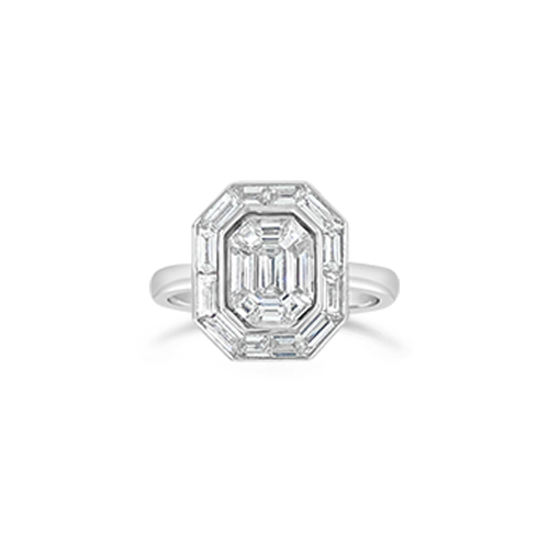 Octagonal Shaped Diamond Engagement Ring