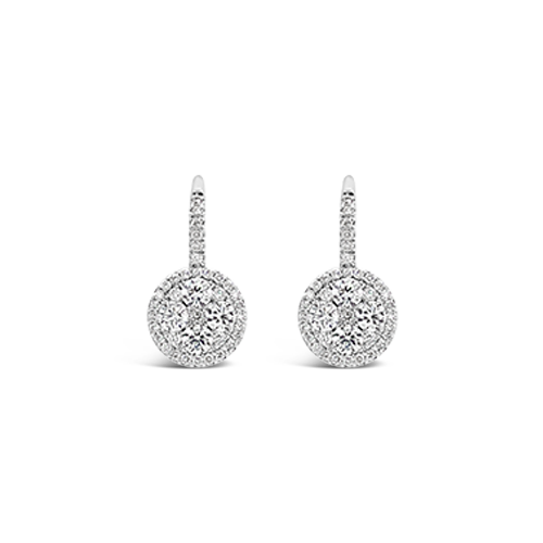 Diamond Cluster Dangle Earrings