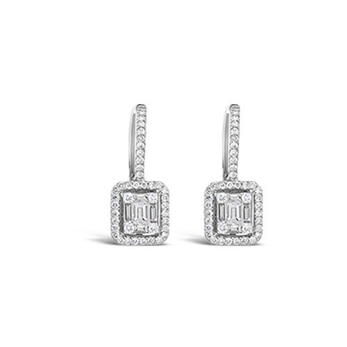 Baguette & Round Diamond Earrings