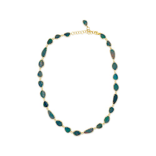 Black Opal & Diamond Necklace