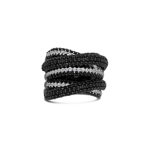 Black Spinel Criss Cross Ring