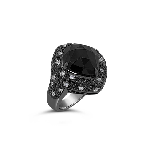 Onyx & Black Spinel Ring