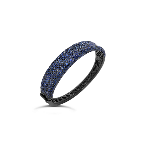 Concave Blue Sapphire Bangle Bracelet