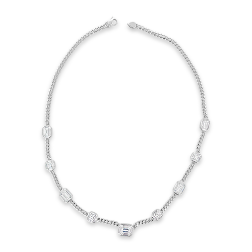 Diamond & Curb Link Necklace