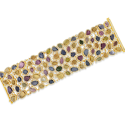 Multi-colored Sapphire & Diamond Bracelet