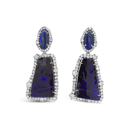 Opal & Diamond Dangle Earrings