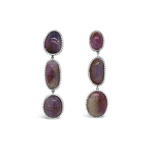 Burma Ruby & Diamond Dangle Earrings
