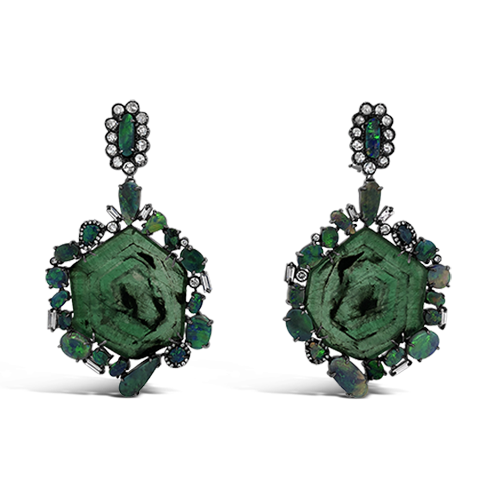 Emerald Slice Dangle Earrings