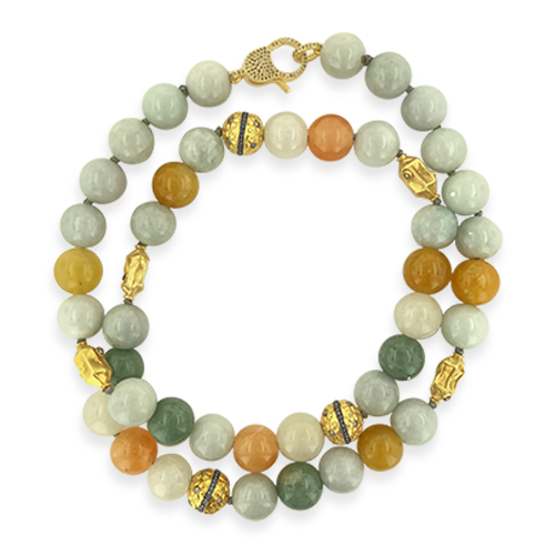 Multi-color Jade Bead Necklace