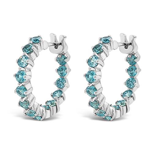 Blue Zircon Hoop Earrings