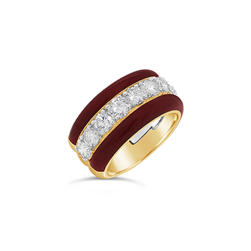 Gold & Enamel Diamond Ring