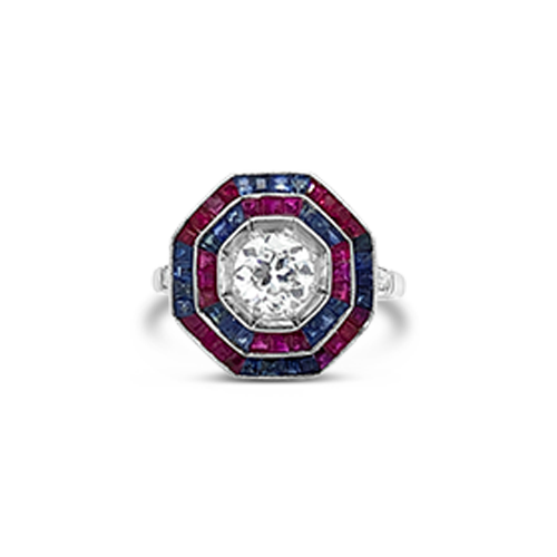 Ruby, Sapphire & Diamond Estate Ring