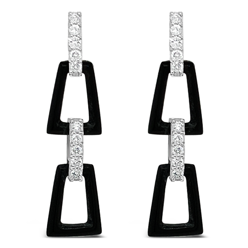Onyx & Diamond Dangle Earrings