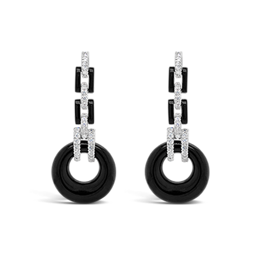 Onyx & Diamond Dangle Earrings