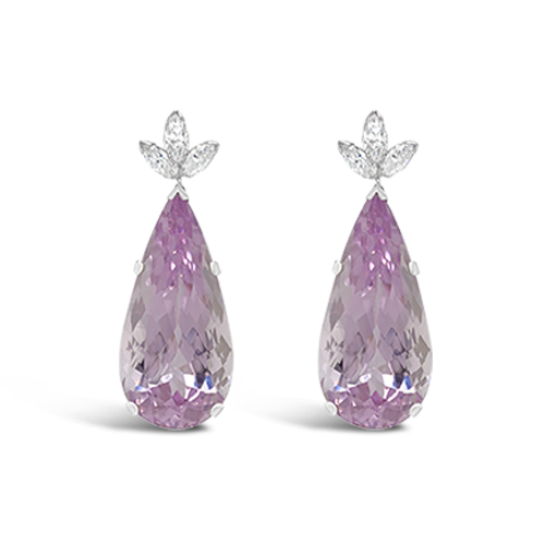 Kunzite & Diamond Drop Earrings