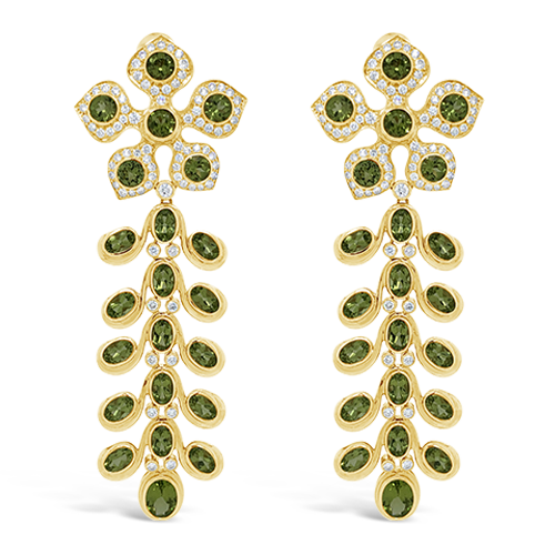 Peridot & Diamond Dangle Earrings