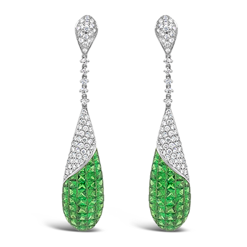 Tsavorite & Diamond Dangle Earrings