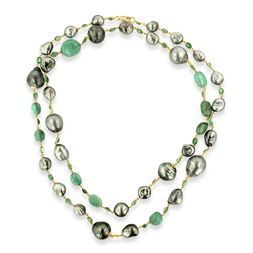 Tahitian Pearl & Emerald Necklace