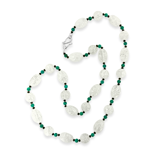 Crystal, Turquoise & Black Spinel Necklace