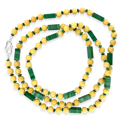 Honey Calcite & Malachite Necklace
