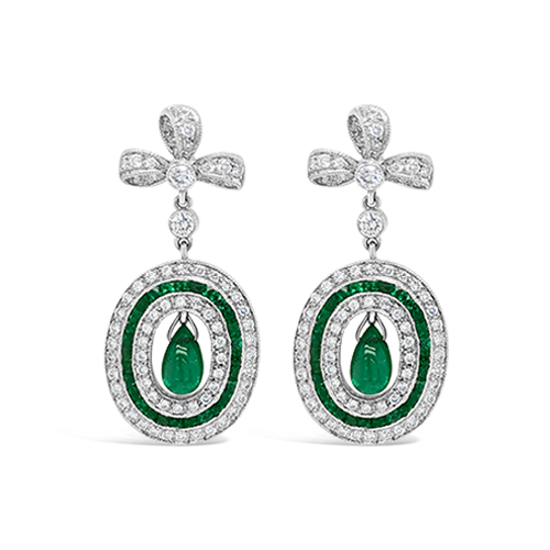 Emerald & Diamond Estate Earrings