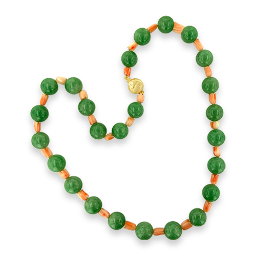 Jade & Coral Estate Necklace