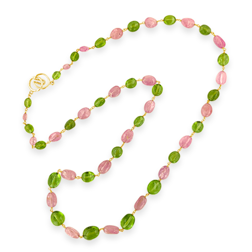 Pink Sapphire & Peridot Necklace
