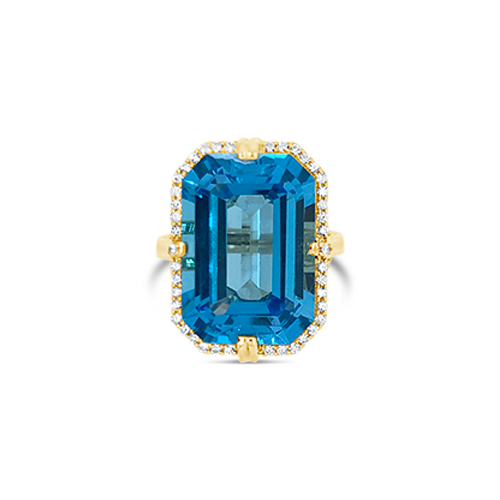 Blue Topaz & Diamond Ring