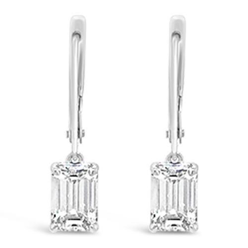 Emerald cut Diamond Dangle Earrings