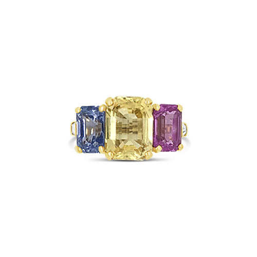Yellow, Pink & Blue Sapphire Ring