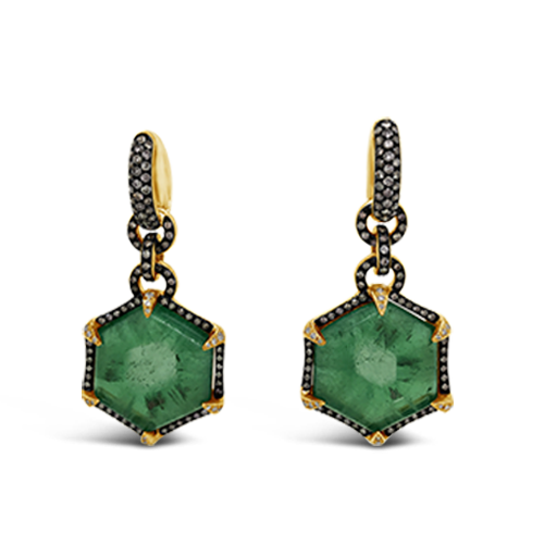 Trapiche Emerald Dangle Earrings