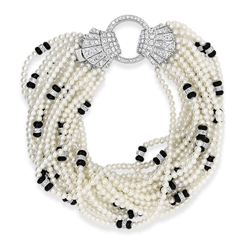 Pearl, Onyx & Diamond Bracelet