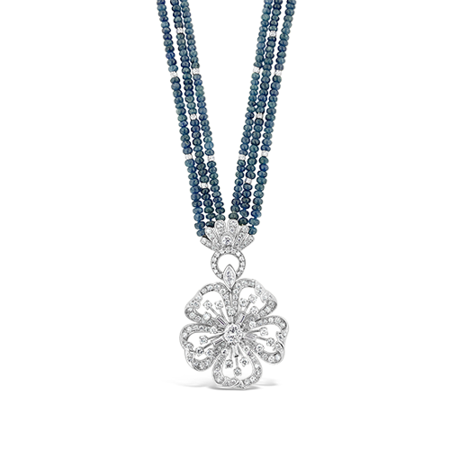 Sapphire Bead & Diamond Necklace