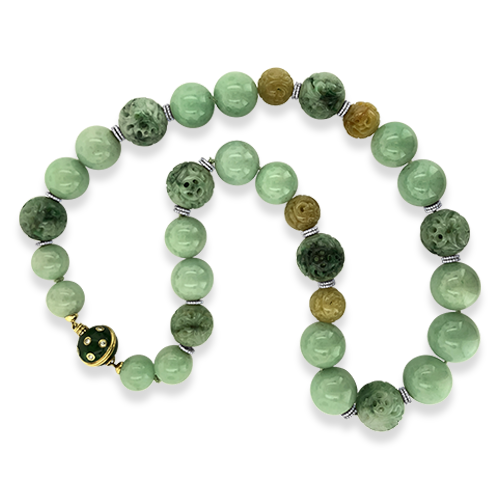 Carved Jade & Diamond Necklace