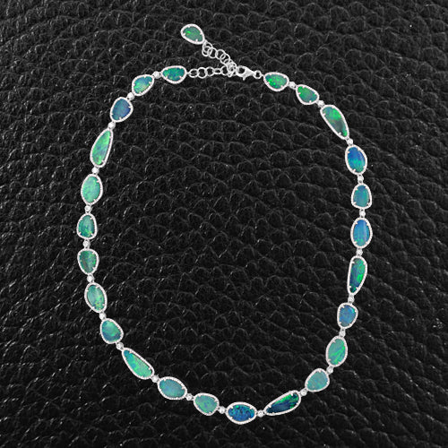 Black Opal & Diamond Necklace