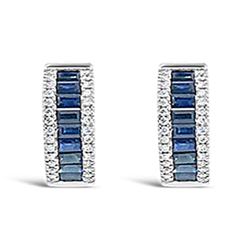 Sapphire & Diamond Huggie Hoop Earrings