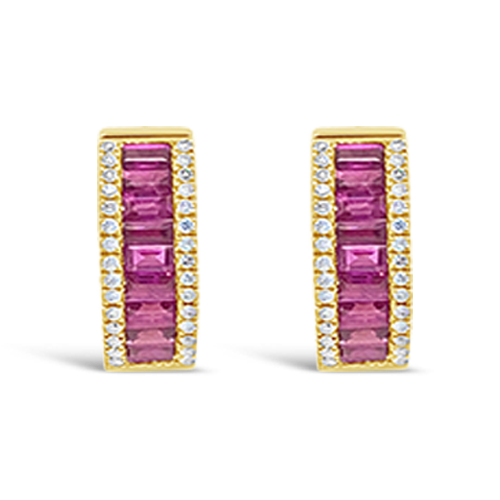 Emerald & Diamond Huggie Hoop Earrings