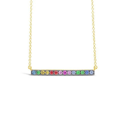 Multi-color Gemstone Bar Necklace