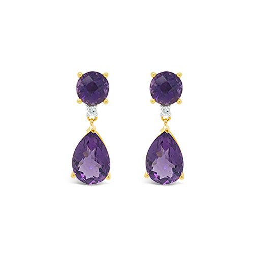 Amethyst & Diamond Dangle Earrings