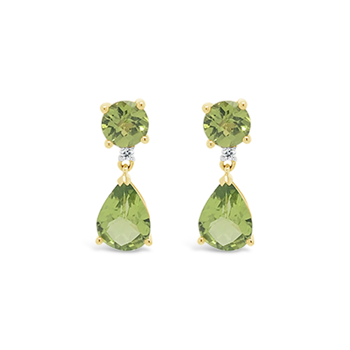 Peridot & Diamond Dangle Earrings